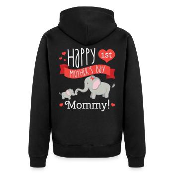 Mutter Tag Sprüche Elefant Anerkennung Geschenk - Unisex Premium Bio Zip Hoodie - Schwarz - Hinten - Nico (187cm)