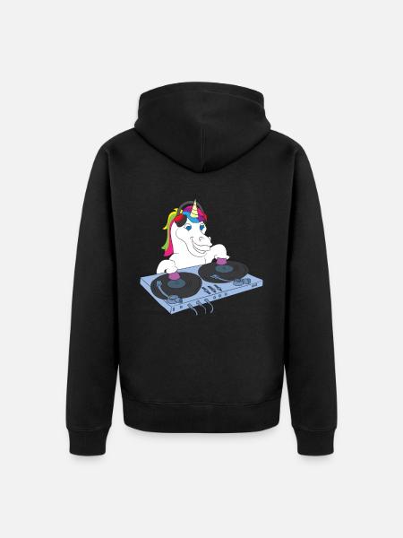 Toningenieur-Einhorn-DJ-Geschenk - Unisex Premium Bio Zip Hoodie - Schwarz