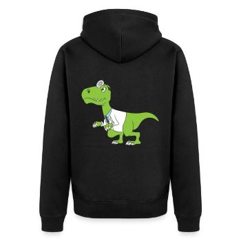 Zahnarzthelfer Dinosaurier Doktor Gift - Unisex Premium Bio Zip Hoodie - Schwarz - Hinten - Nico (187cm)