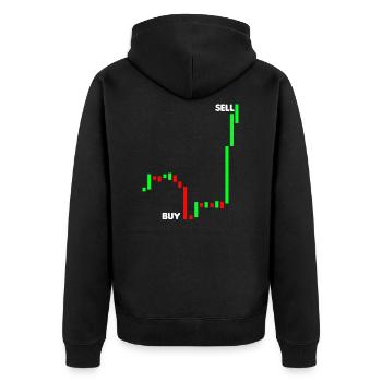 Aktienhandel Pips Kaufen Verkaufen Geschenk - Unisex Premium Bio Zip Hoodie - Schwarz - Hinten - Nico (187cm)