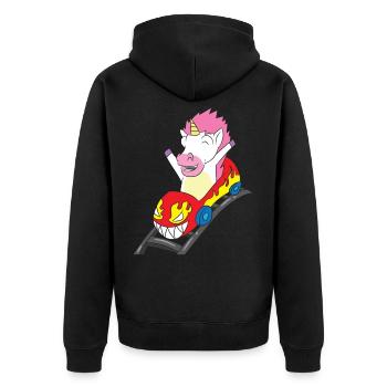 Montagnes russes Équitation Licorne Cadeau - Veste à capuche bio Premium Unisexe - noir - Dos - Nico (187cm)