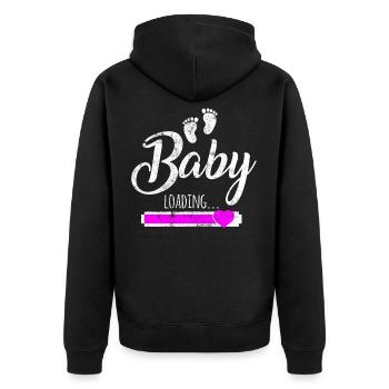 Baby loading herz babyfüße - Unisex Premium Bio Zip Hoodie - Schwarz - Hinten - Nico (187cm)