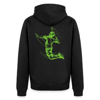 Badminton Spieler - Unisex Premium Bio Zip Hoodie - Schwarz - Hinten - Nico (187cm)