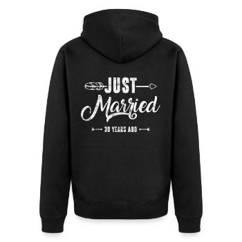 wedding anniversary 30 years - Unisex Premium Organic Zip Hoodie - black - Back - Nico (187cm)