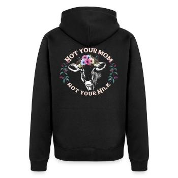 Nicht Deine Milch Kuh Streik Vegan Geschenk Vegi - Unisex Premium Bio Zip Hoodie - Schwarz - Hinten - Nico (187cm)