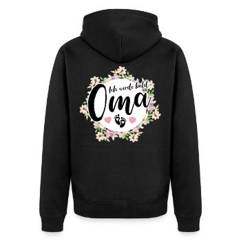 Ich werde bald Oma - Unisex Premium Bio Zip Hoodie - Schwarz - Hinten - Nico (187cm)