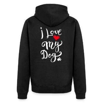 J'aime mon chien - Veste à capuche bio Premium Unisexe - noir - Dos - Nico (187cm)