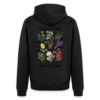Plant These Save The Bees Tshirt Rettet Die Bienen - Unisex Premium Bio Zip Hoodie - Schwarz - Hinten - Nico (187cm)