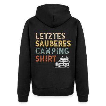 Dernière chemise de camping propre pour les campeurs - Veste à capuche bio Premium Unisexe - noir - Dos - Nico (187cm)