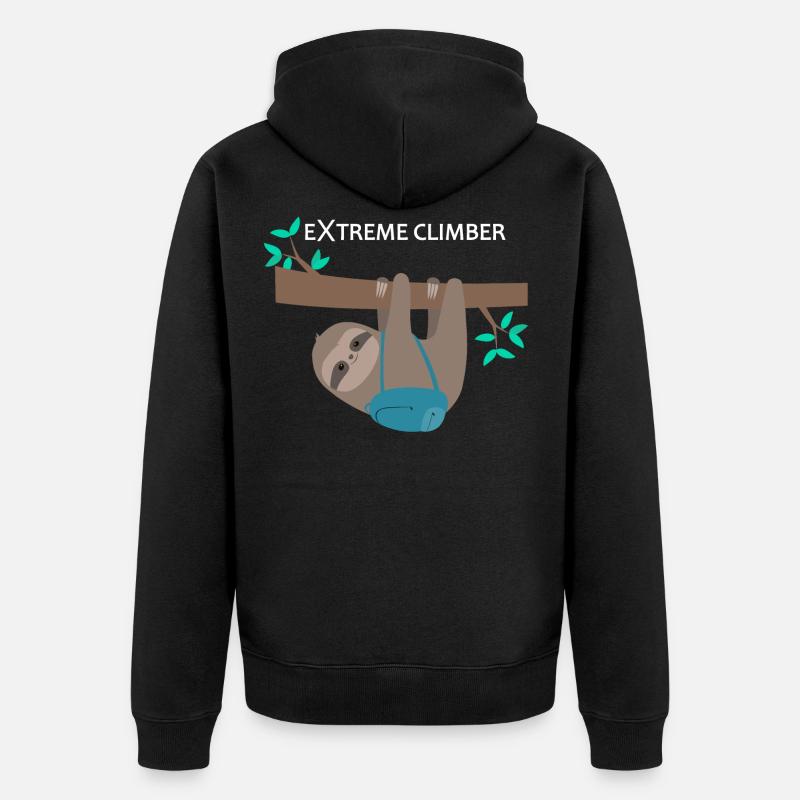 Faultier extreme climber Extrem Kletterer - Unisex Premium Bio Zip Hoodie - Schwarz