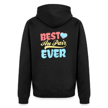 Au Pair Best Au Pair Ever Gift - Unisex Premium Organic Zip Hoodie - black - Back - Nico (187cm)