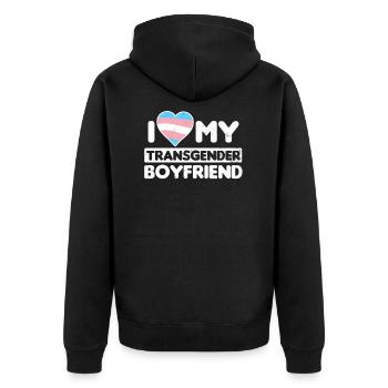 Transgender-Liebe mein Transgender-Freund-Geschenk - Unisex Premium Bio Zip Hoodie - Schwarz - Hinten - Nico (187cm)