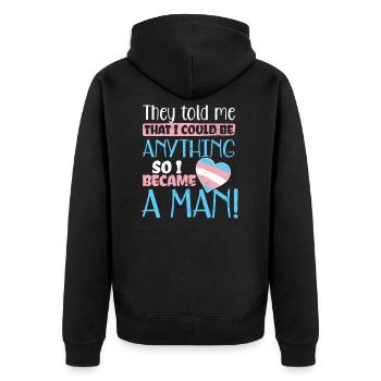 Transgender-Herz könnte ich alles Geschenk sein - Unisex Premium Bio Zip Hoodie - Schwarz - Hinten - Nico (187cm)