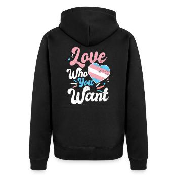 Transgender Heart Love qui vous voulez cadeau - Veste à capuche bio Premium Unisexe - noir - Dos - Nico (187cm)