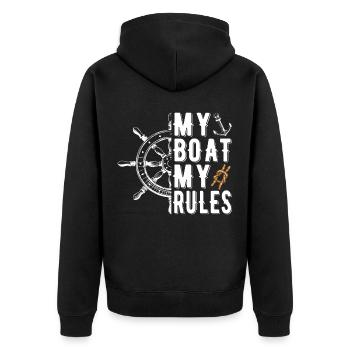 Mon bateau mon capitaine de règles - Veste à capuche bio Premium Unisexe - noir - Dos - Nico (187cm)