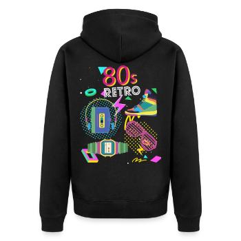 80s 80s retro eighties vintage - Unisex Premium Organic Zip Hoodie - black - Back - Nico (187cm)