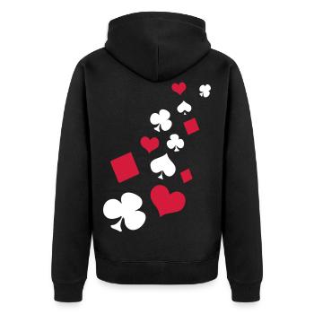 Spielkarten Rot Schwarz - Unisex Premium Bio Zip Hoodie - Schwarz - Hinten - Nico (187cm)