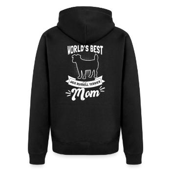 Jack Russell Terrier Worlds Best Mom Gift - Unisex Premium Organic Zip Hoodie - black - Back - Nico (187cm)