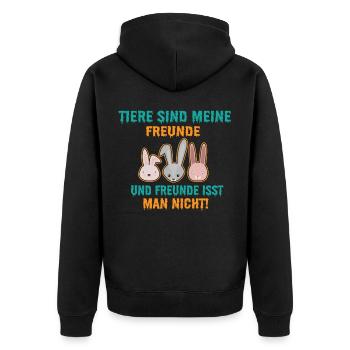 Tiere sind Meine Freunde und isst man nich - Unisex Premium Bio Zip Hoodie - Schwarz - Hinten - Nico (187cm)