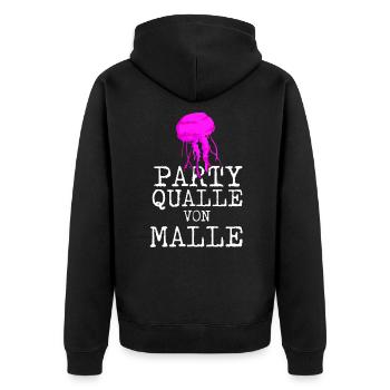 Party qualle von Malle - Unisex Premium Bio Zip Hoodie - Schwarz - Hinten - Nico (187cm)