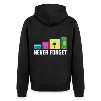 cassette - Unisex Premium Organic Zip Hoodie - black - Back - Nico (187cm)