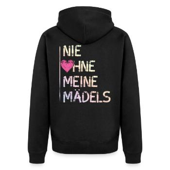 nie ohne meine mädels - Unisex Premium Bio Zip Hoodie - Schwarz - Hinten - Nico (187cm)