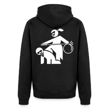 Peitsche Brautpaar Junggesellenabschied Jga - Unisex Premium Bio Zip Hoodie - Schwarz - Hinten - Nico (187cm)