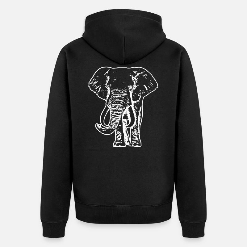 Elefant - Unisex Premium Bio Zip Hoodie - Schwarz