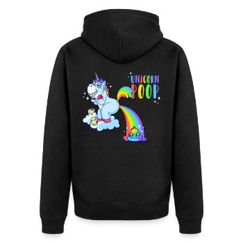 Einhorn Kacke - Unisex Premium Bio Zip Hoodie - Schwarz - Hinten - Nico (187cm)