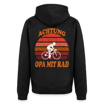 Opa,Rad fahren,Fahrrad,Hobby,Geschenk,Sport - Unisex Premium Bio Zip Hoodie - Schwarz - Hinten - Nico (187cm)