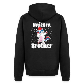 Bro Einhorn, das Bruder-Geschenk abtupft - Unisex Premium Bio Zip Hoodie - Schwarz - Hinten - Nico (187cm)