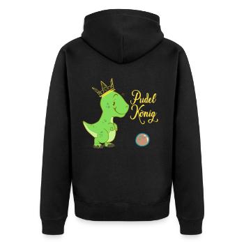 Pudelkönig Pudelkönigin Vintage retro Geschenkidee - Unisex Premium Bio Zip Hoodie - Schwarz - Hinten - Nico (187cm)