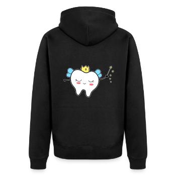 Zahnfee - Unisex Premium Bio Zip Hoodie - Schwarz - Hinten - Nico (187cm)