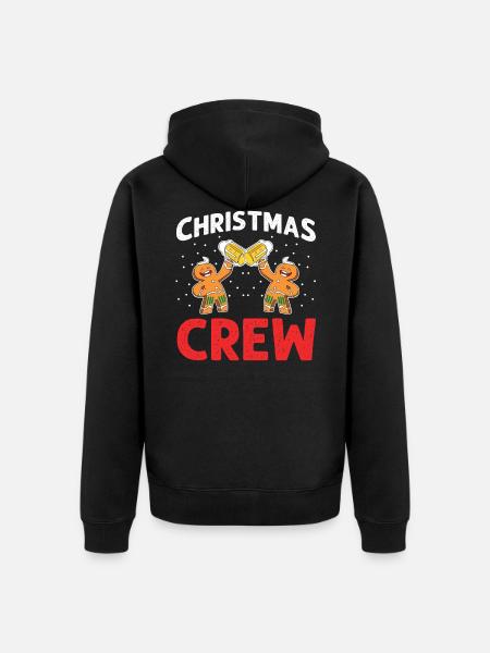 Gingerbread man christmas drinking - Unisex Premium Organic Zip Hoodie - black
