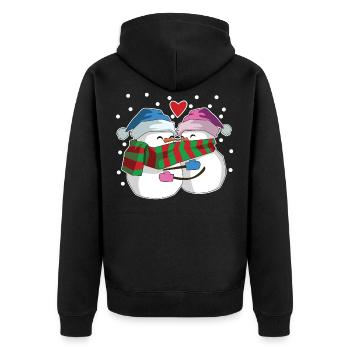 Bonhomme de neige amoureux coeur hiver - Veste à capuche bio Premium Unisexe - noir - Dos - Nico (187cm)