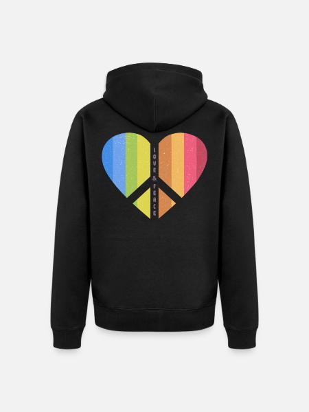 Peace Heart (Love-One-Edition) - Unisex Premium Bio Zip Hoodie - Schwarz