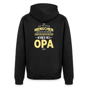 Die meisten Menschen rufen mich Opa - Unisex Premium Bio Zip Hoodie - Schwarz - Hinten - Nico (187cm)