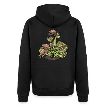Carnivorous Plant Venus Flytrap - Unisex Premium Organic Zip Hoodie - black - Back - Nico (187cm)