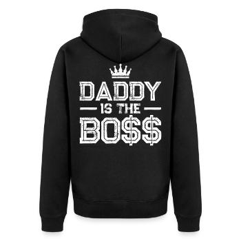 Papa ist der boss - Unisex Premium Bio Zip Hoodie - Schwarz - Hinten - Nico (187cm)