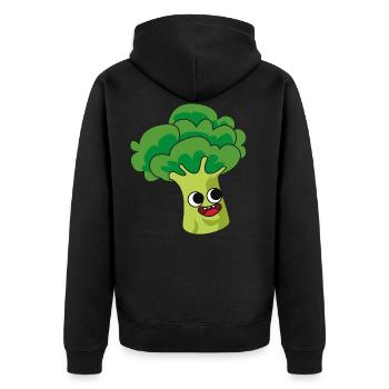 Brokkoli Comic Vegan - Unisex Premium Bio Zip Hoodie - Schwarz - Hinten - Nico (187cm)