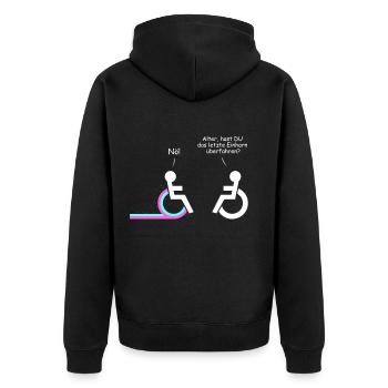 Rollstuhl Letzte Einhorn überfahren Geschenk retro - Unisex Premium Bio Zip Hoodie - Schwarz - Hinten - Nico (187cm)