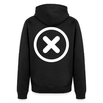 cross x symbol icon - Unisex Premium Organic Zip Hoodie - black - Back - Nico (187cm)