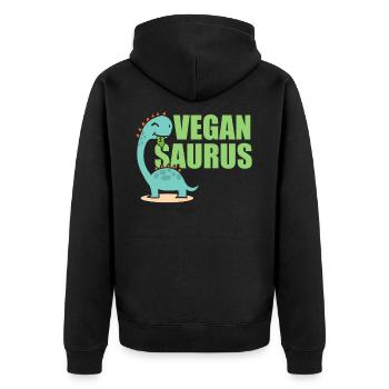 Vegan Saurus - Unisex Premium Bio Zip Hoodie - Schwarz - Hinten - Nico (187cm)
