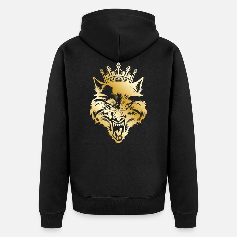 Couronne tête de loup - Veste à capuche bio Premium Unisexe - noir