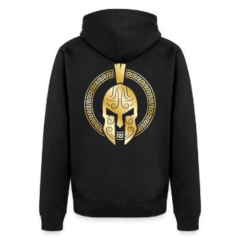 casque spartiate mythologie or - Veste à capuche bio Premium Unisexe - noir - Dos - Nico (187cm)