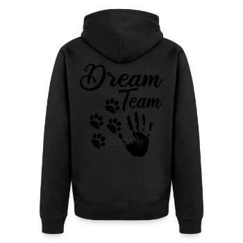 Hundebesitzer Gassi Hunde Frauchen Herrchen Gassi - Unisex Premium Bio Zip Hoodie - Schwarz - Hinten - Nico (187cm)