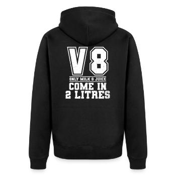 V8 Engine Milk And Juice Come 2 Litres Gift - Unisex Premium Organic Zip Hoodie - black - Back - Nico (187cm)