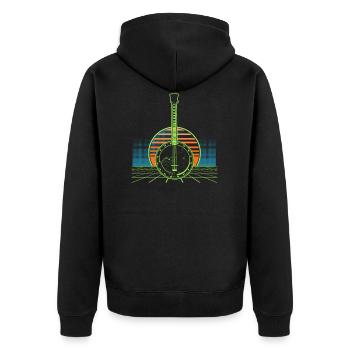 Vintage Banjo Vintage 80er Jahre Geschenk - Unisex Premium Bio Zip Hoodie - Schwarz - Hinten - Nico (187cm)