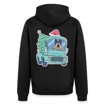 Christmas german shepherd christmas tree - Unisex Premium Organic Zip Hoodie - black - Back - Nico (187cm)