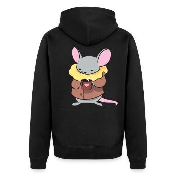 Kaffee Maus - Unisex Premium Bio Zip Hoodie - Schwarz - Hinten - Nico (187cm)